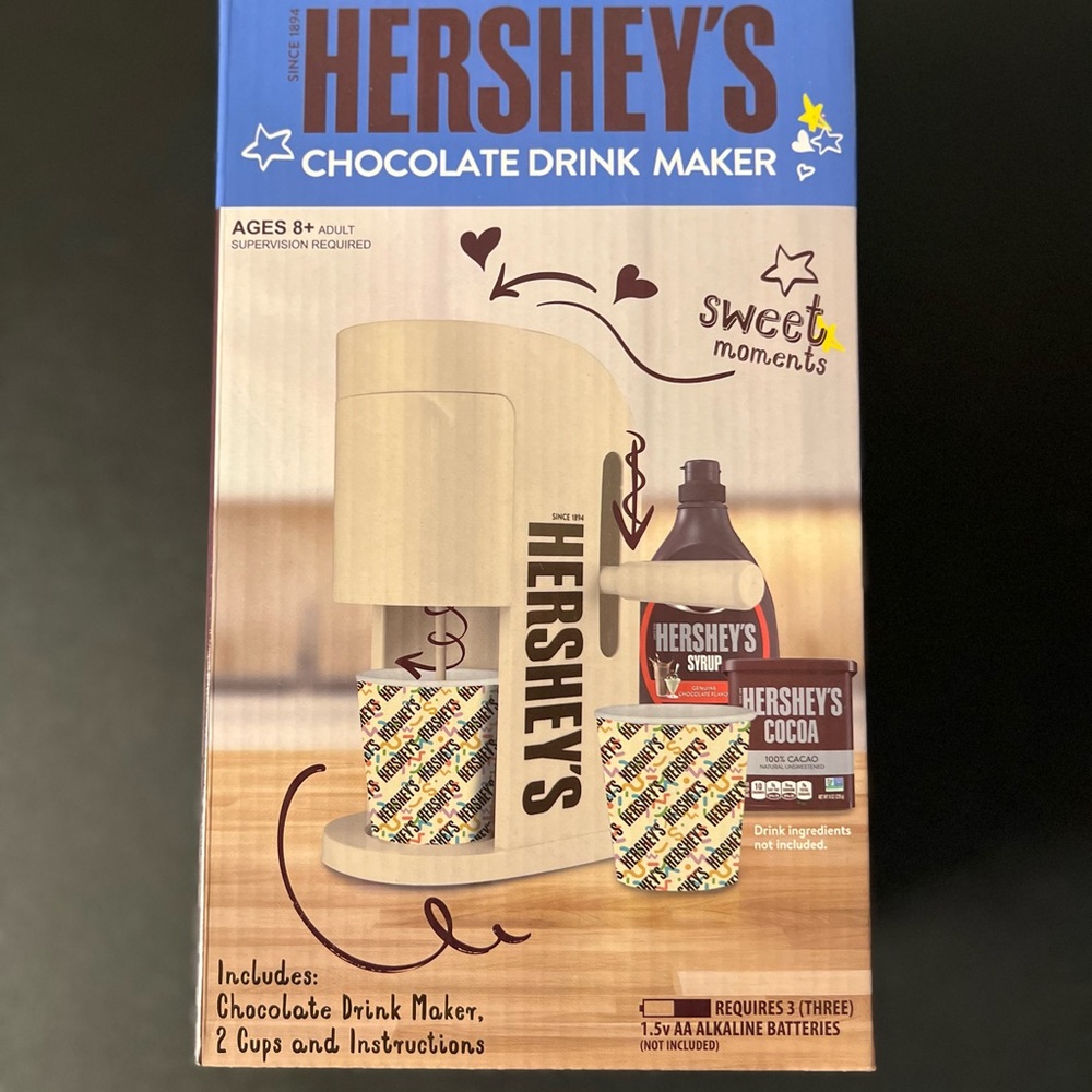 Hershey's Chocolate Drink Maker Includes Machine & 2 Paper Cups New Sealed